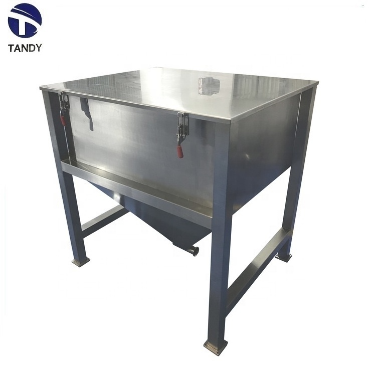 Movable condiment pellet square shape stainless steel hopper/silo for storage in production line