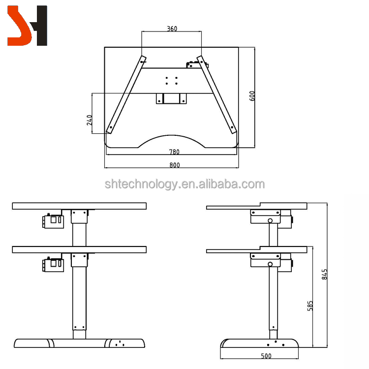 Single leg motorized electric height adjustable table one leg  laptop desk home office computer standing desk