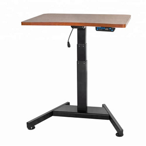 Single leg motorized electric height adjustable table one leg  laptop desk home office computer standing desk