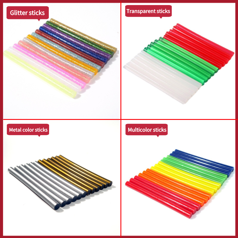 2023 Tekway 7*100mm 11*100mm Headcard Colorful Silicone DIY glitter Hot Melt Glue Sticks