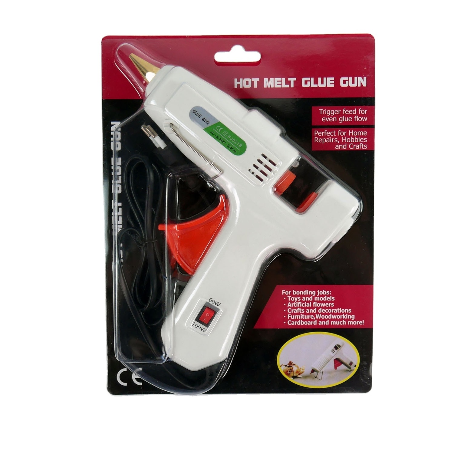 White Temperature glue gun Hot melt glue gun option with/no switch for Art craft school