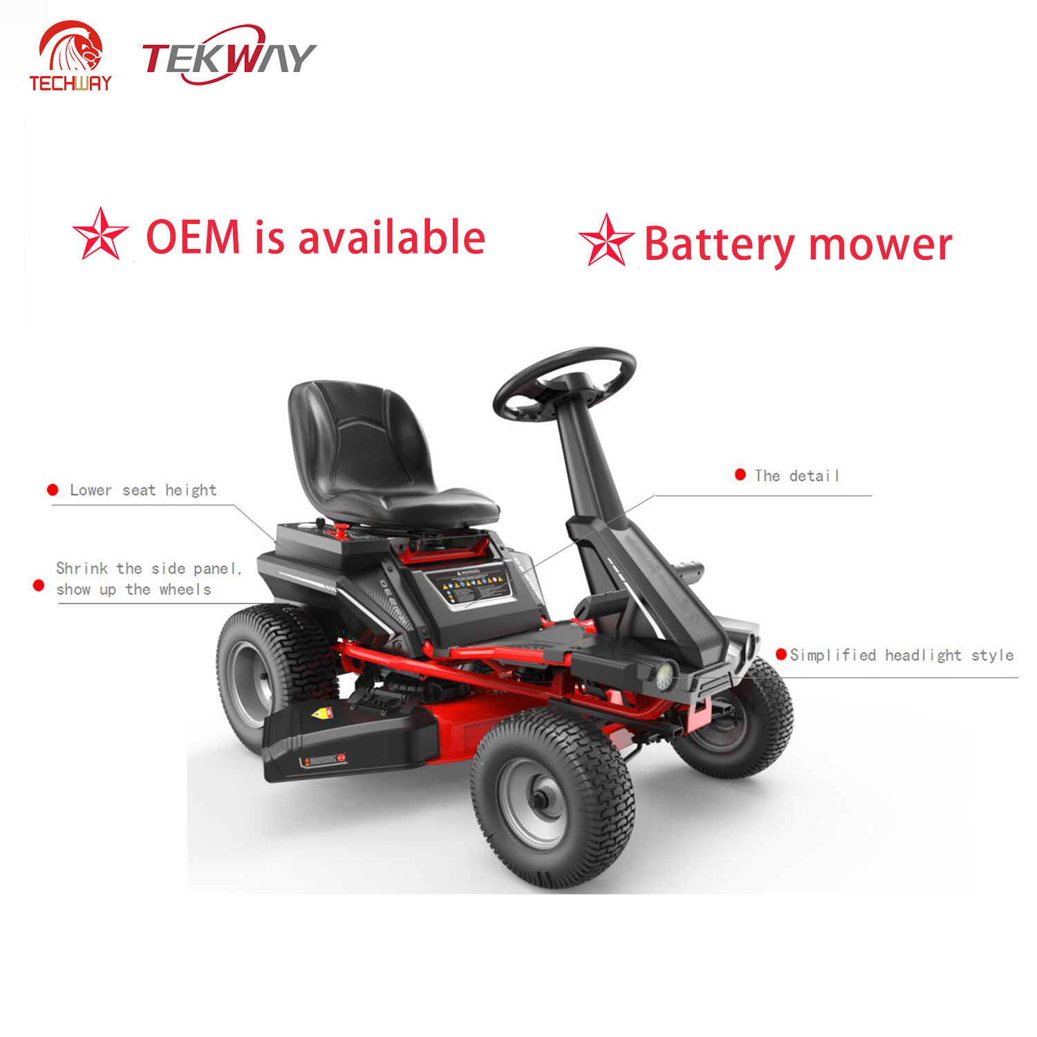 36 Inch Cutting Width Electric  riding on Lawn Mower Lead Acid Battery side-discharge High quality OEM engine