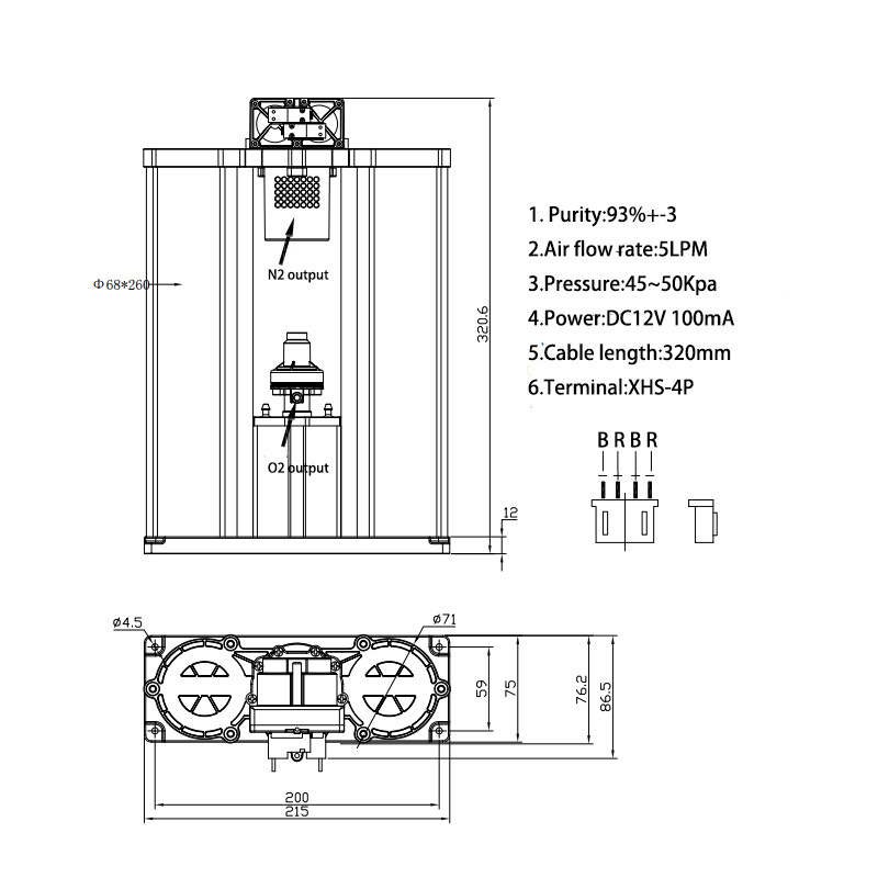 PSA 10 liter oxygen generating molecular sieve bed cylinder