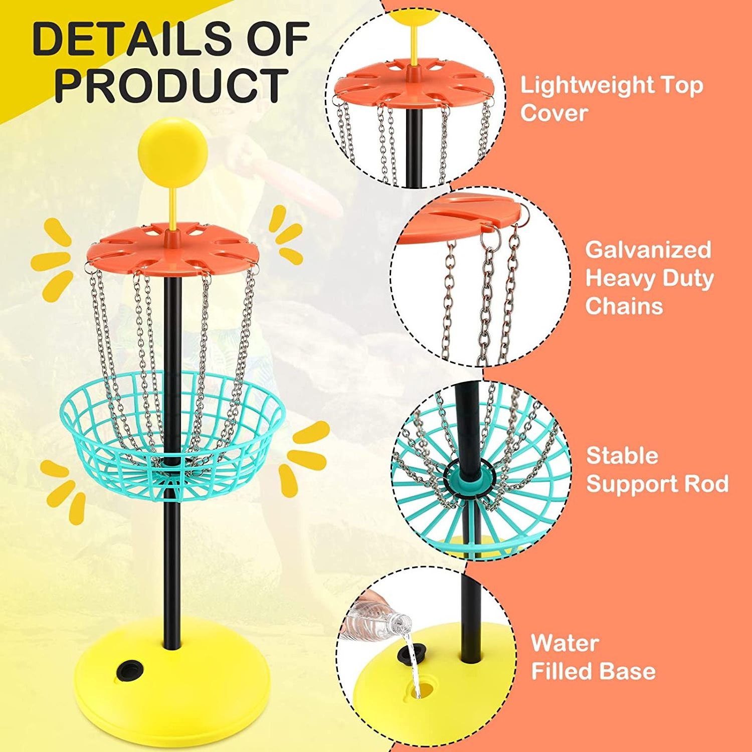 Kids Little Flyers Family Mini Disc Golf Game Starter Set Baskets with Flying Discs Portable Indoor Outdoor Yard and Beach Games