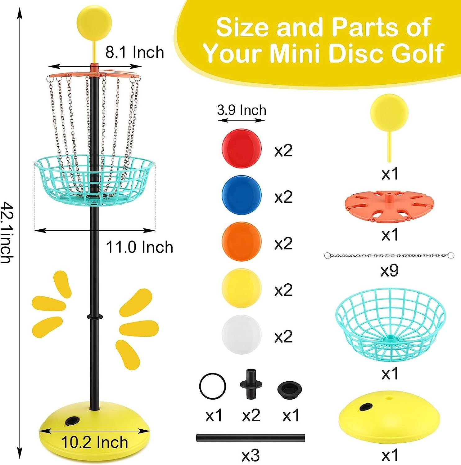 Kids Little Flyers Family Mini Disc Golf Game Starter Set Baskets with Flying Discs Portable Indoor Outdoor Yard and Beach Games