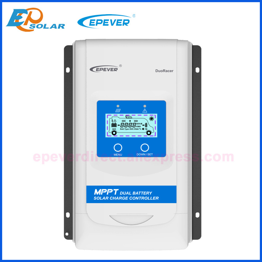 EPever DuoRacer MPPT 10A 20A 30A Solar Charger and Discharger Controller 12V 24V Auto Dual Battery Regulator for RV Camper Boat