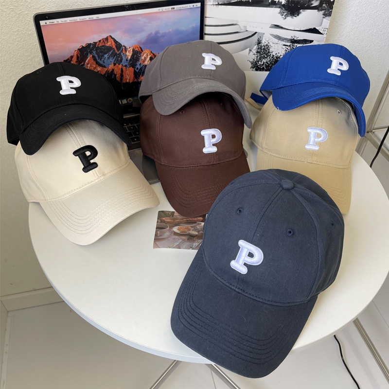 New Fashion P Soft Top Sports Cap Unisex Customized Logo Black Oversize 60cm Baseball Cap Casual Cotton Caps