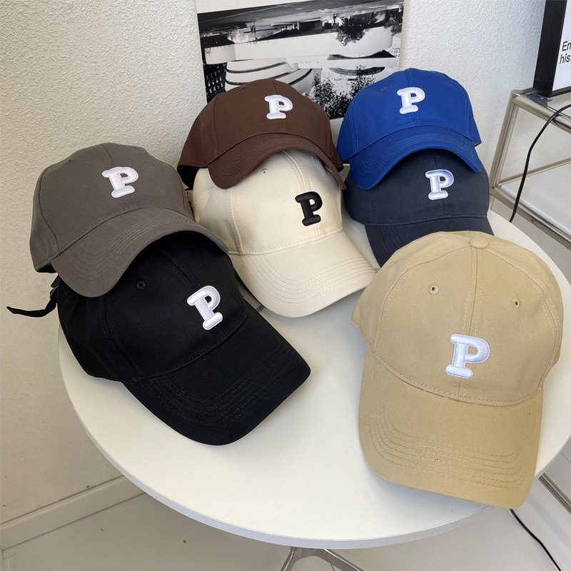 New Fashion P Soft Top Sports Cap Unisex Customized Logo Black Oversize 60cm Baseball Cap Casual Cotton Caps