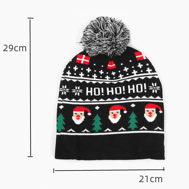 Autumn and Winter New Unisex Warm Knitted Beanie Hats Custom Embroidery Logo Christmas Beanie Jacquard Winter Cap