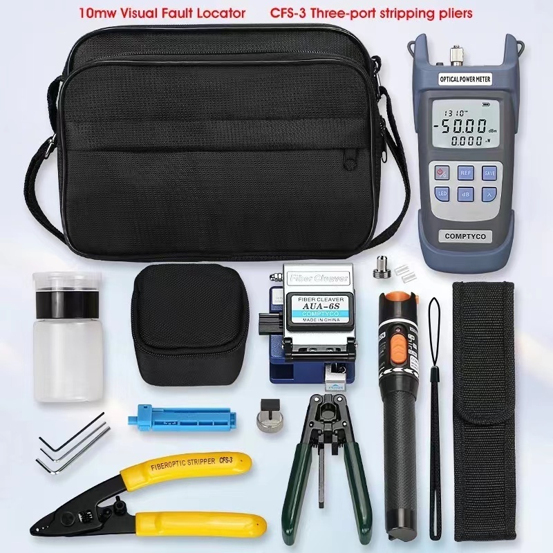 FTTH Fiber Optic Tool Kit VFL10MW  CFS-3  OPM OPTICAL  POWER METER  FIBER CLEAVER AUA-6S