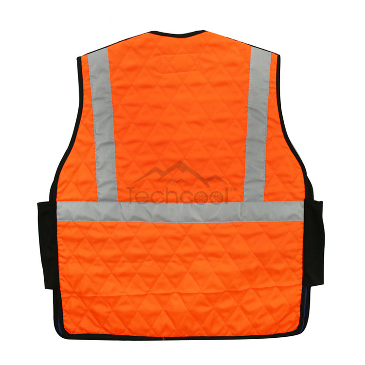 Techcool Hi-vis Red Workers Summer Evaporative Cool Vest Ice