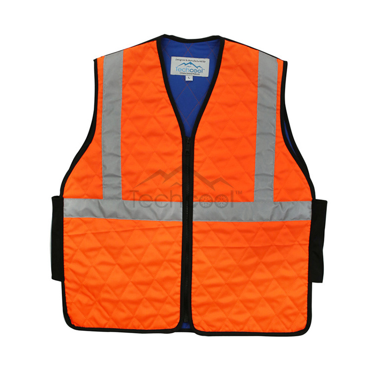 Techcool Hi-vis Red Workers Summer Evaporative Cool Vest Ice