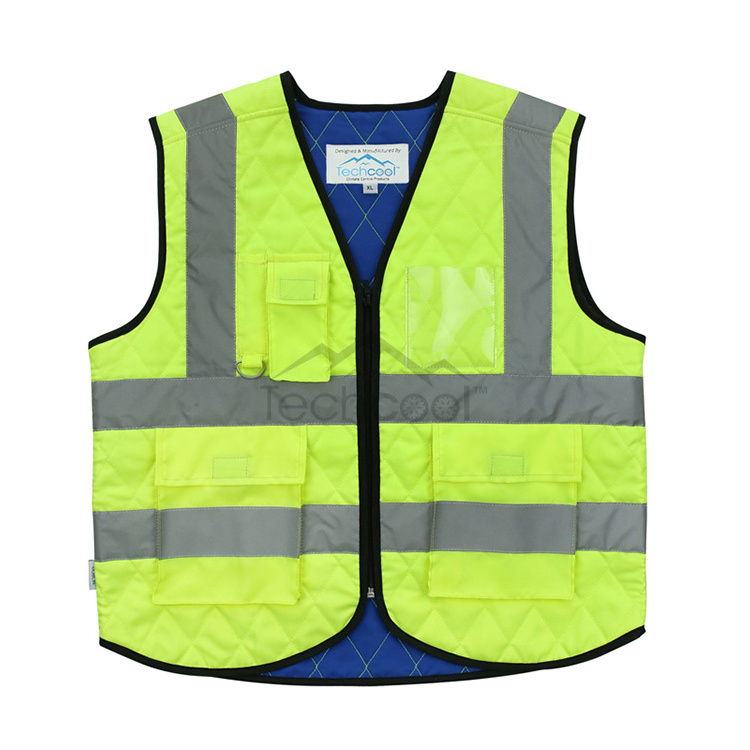 Techcool Summer Wokers Hi-Vis Green Evaporative 5-10 hours Cooling Safety Vest