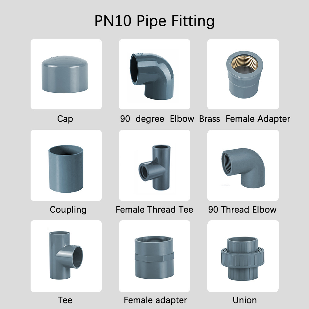 China Supplier Manufacture Plastic range 20MM-110MM  PVC Pipe Fittings for Plumbing DIN10&DIN16