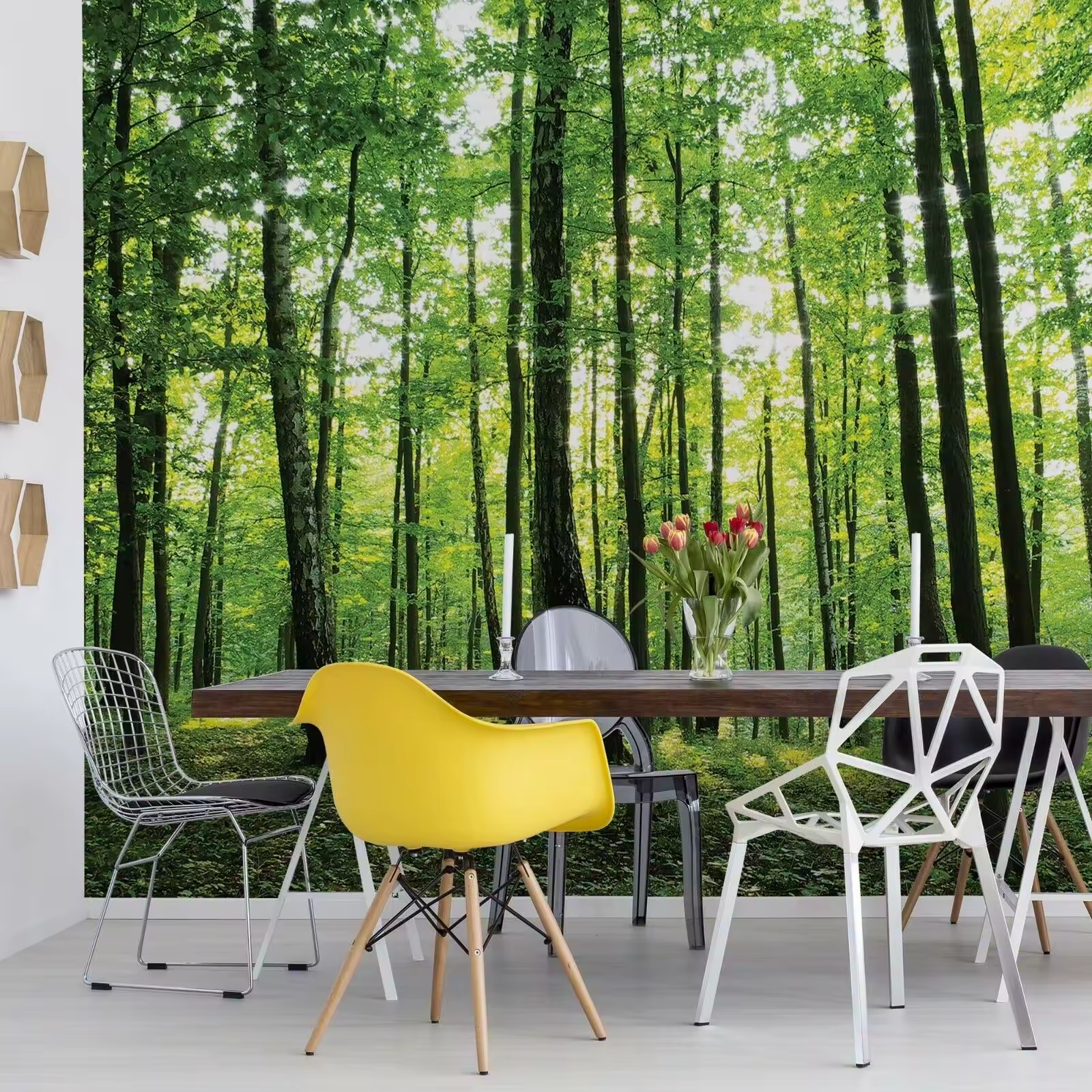 house decoration custom printing wallpaper forest landscape wall stickers background vinyl wall mural