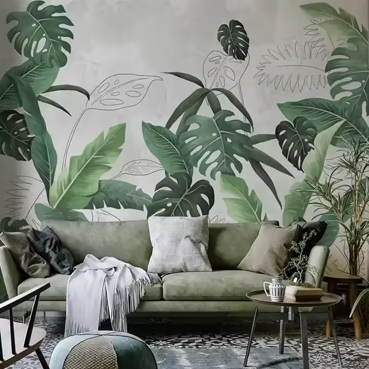 house decoration custom printing wallpaper forest landscape wall stickers background vinyl wall mural