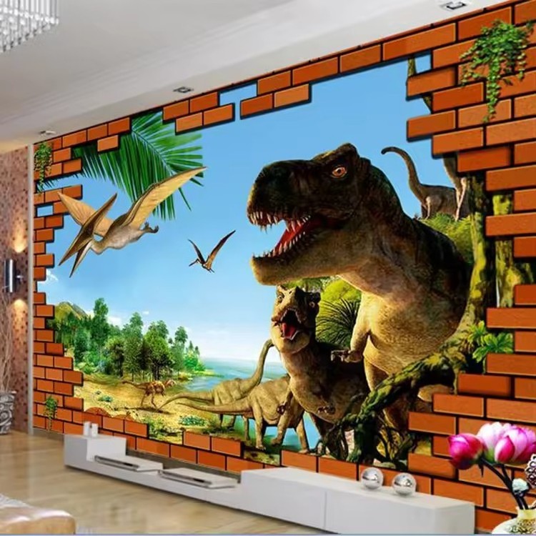 3d Dinosaur Animal Print Art Vinyl Stickers Custom Height Chart Kids Wall Stickers