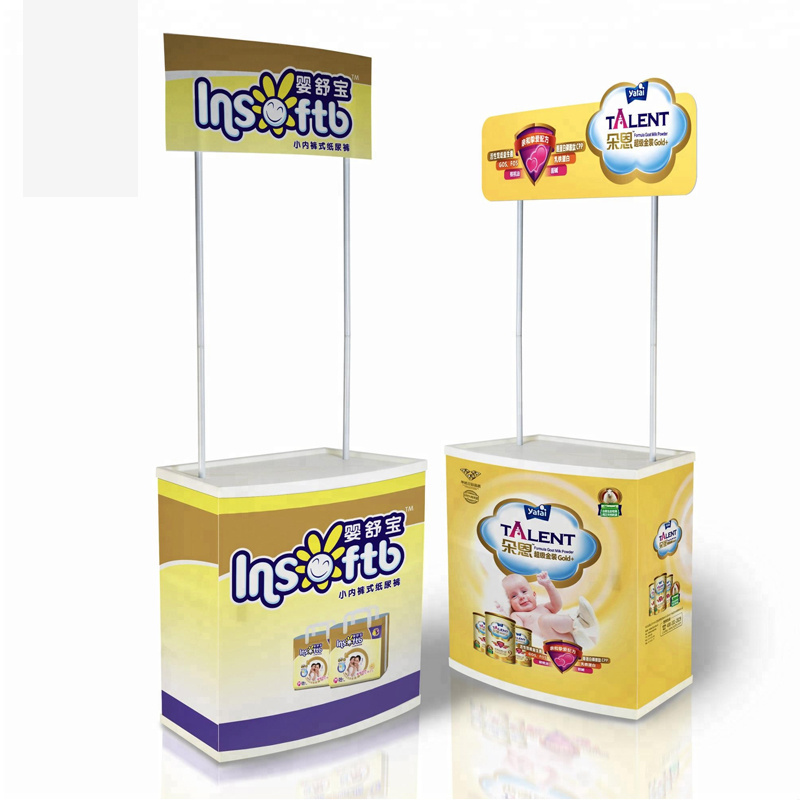 Portable plastic folding promotion counter for display advertising