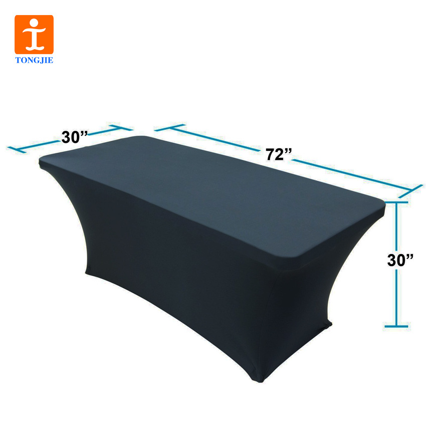 With your logo Black Spandex 8 ft TABLE CLOTHS/ Fitted Tablecloth Cover, Rectangular 8 Foot 96x30x30 Inches Table Cover