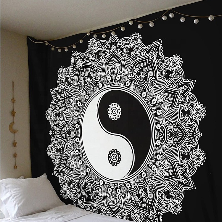 High quality 100% polyester 3d printing forest tree hippy wall hanging tapestry