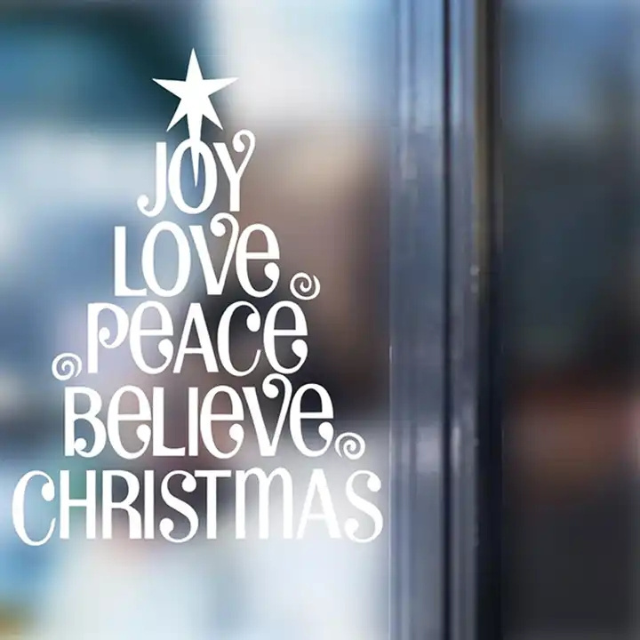 Custom Happy Christmas Die Cut Customized Merry Christmas Window Sticker For Car Window