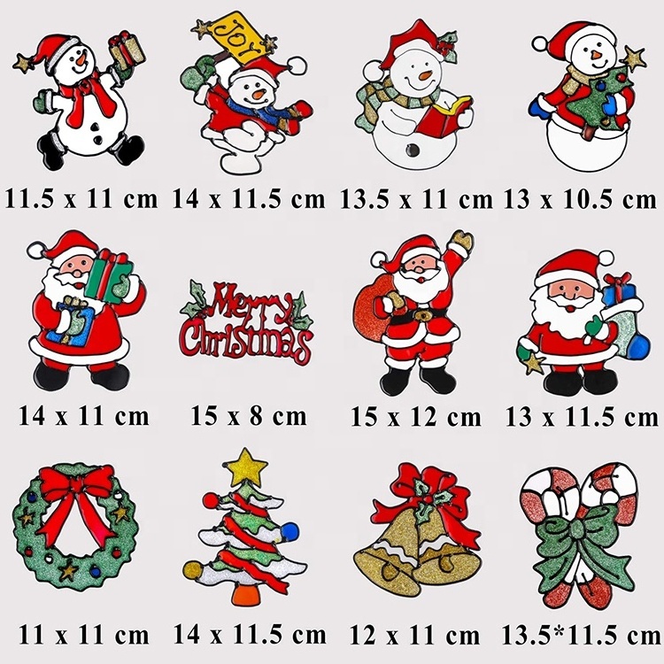 Colorful Window Decal Set Double Sided Printed Waterproof Christmas Window Static Cling Stickers