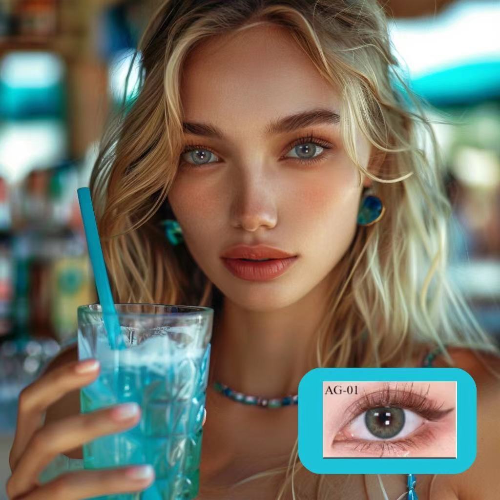 Summer enjoying drinking Deep Sea Ice Blue Wine color contact lens odm contact lenses