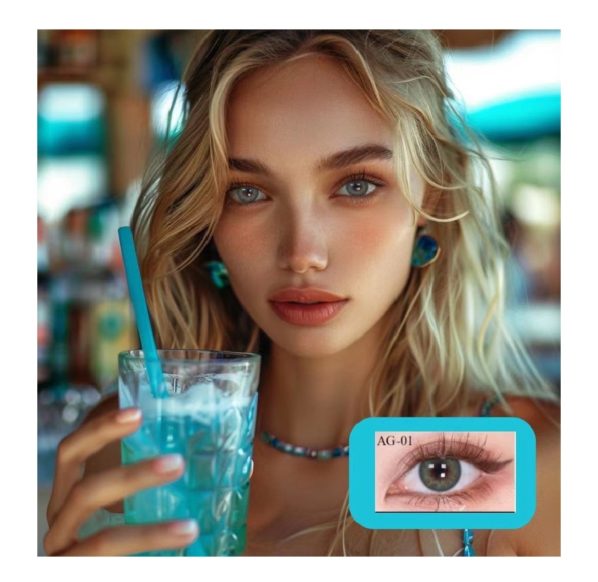 Summer enjoying drinking Deep Sea Ice Blue Wine color contact lens odm contact lenses