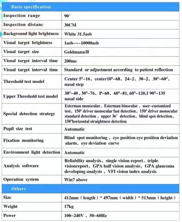 China Small size ophthalmology  ophthalmic automatic perimeter visual field analyzer machine BIO-1000 without  printer