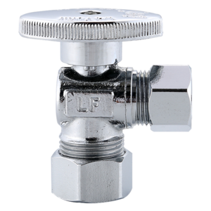 Angle Stop Shut off Valve 1/4 Turn 5/8 OD (1/2 Nominal) Inlet X 3/8 OD Outlet Chrome Plated Brass UPC NSF AB1953 Approved