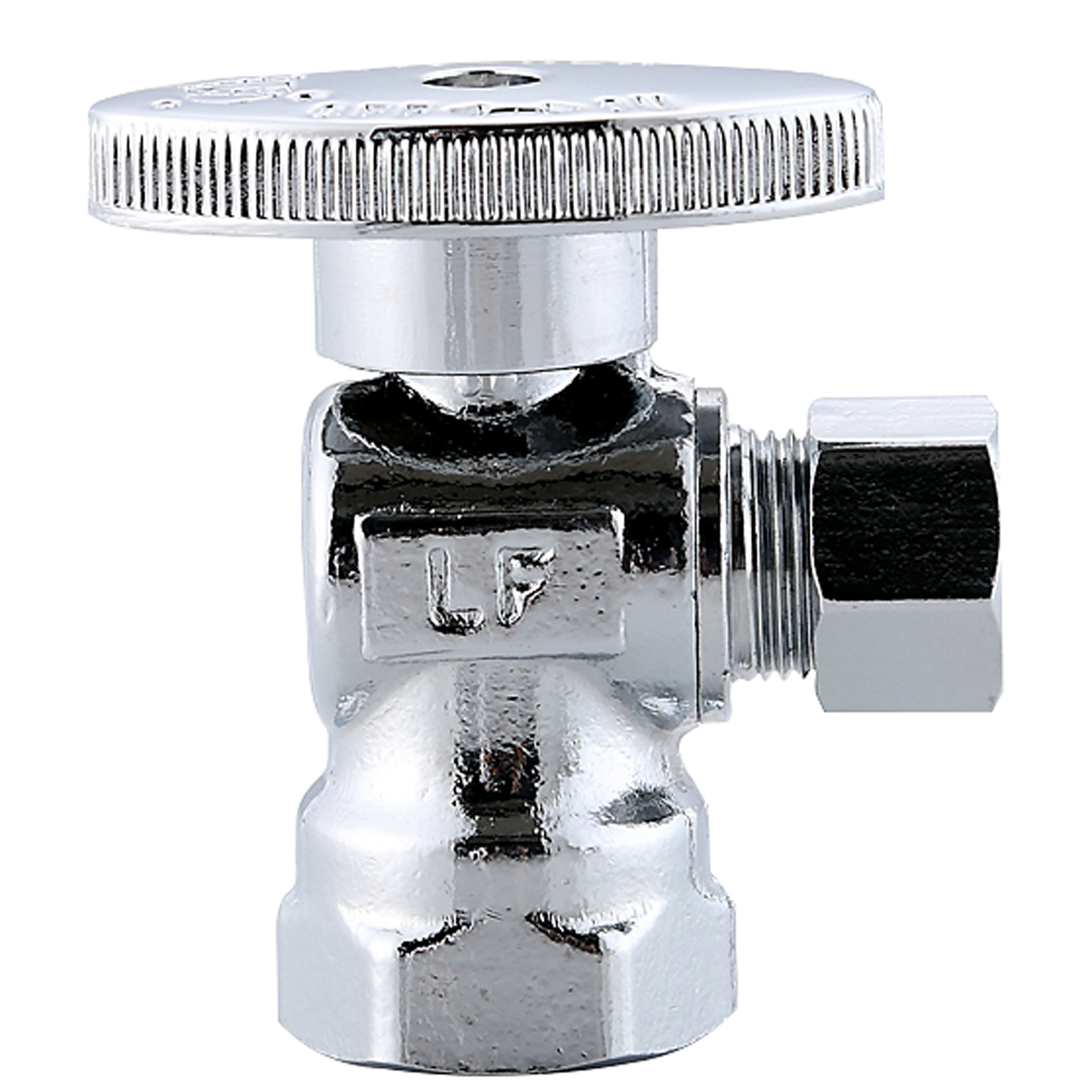 Angle Stop Shut off Valve 1/4 Turn 1/2 inch FIP Inlet X 3/8 inch OD Outlet No Lead Brass Chromed CUPC NSF AB1953 Approved