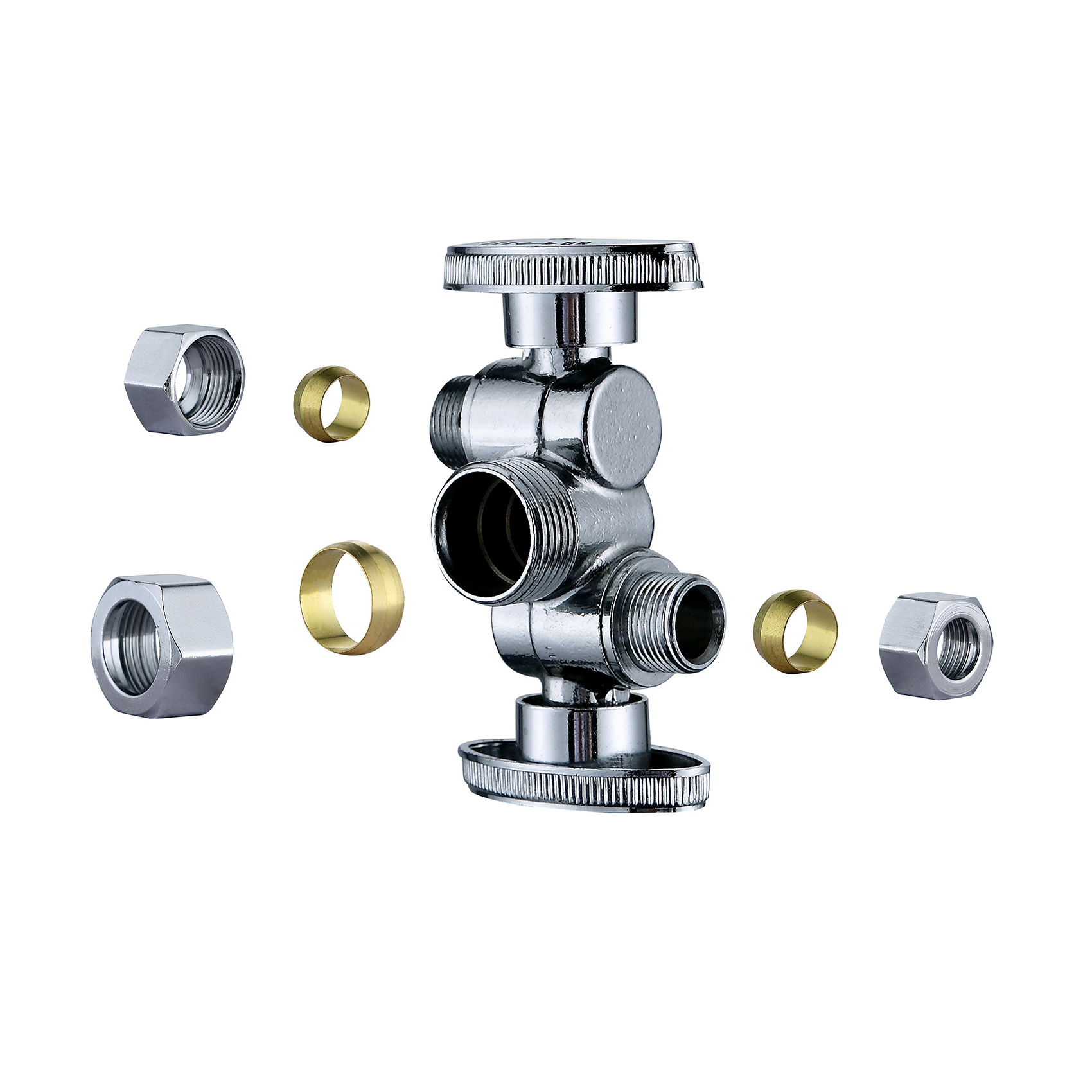 Dual Outlet 3 way Angle Stop Valve 1/2