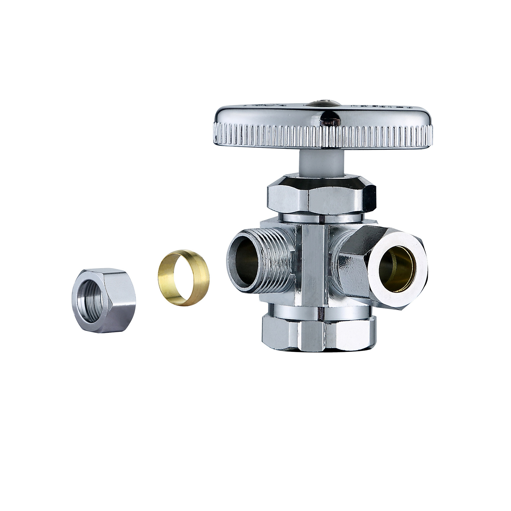 Angle Stop Valve 3-Way 1/2 FIP x 3/8 Comp x 3/8