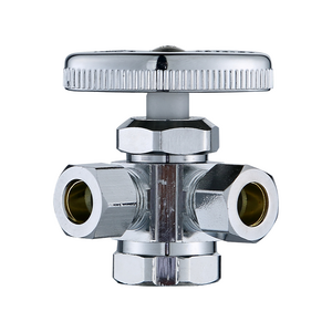 Angle Stop Valve 3-Way 1/2 FIP x 3/8 Comp x 3/8"Comp Multi-turn Dual Outlet Angle Stop Water Faucet Toielt Shut off Valve