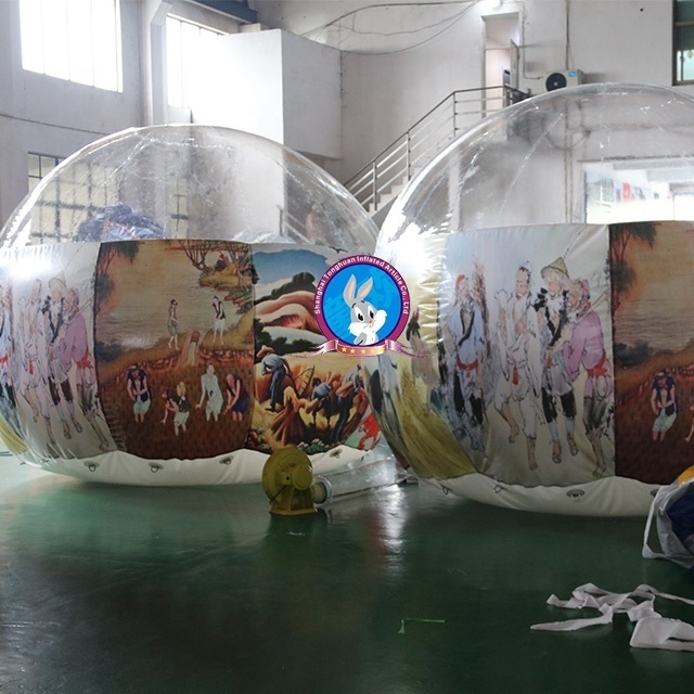 Clear Painting Bubble Dome Tent For Advertising Festival Transparent Inflatable  Dome Tent With Inflatable Frame Tunnel