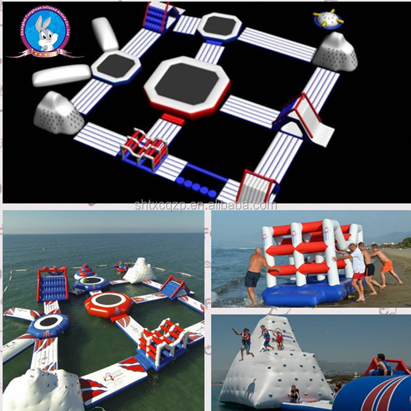 Huge adult Aqua paly waterpark inflatable floating water park for sale