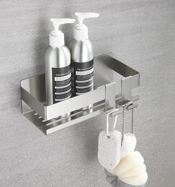 Bathroom Shelving With Drain Sink 304 Stainless Steel Bathroom Wall Hanging Shower Stand