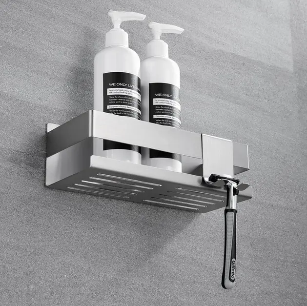 Bathroom Shelving With Drain Sink 304 Stainless Steel Bathroom Wall Hanging Shower Stand