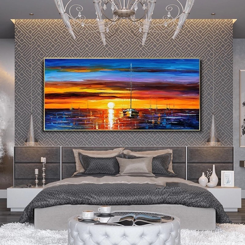 dropshipping 100% Handmade Hand Painted Scenery Wall Art Abstract Thick Paint Handmade Paintings