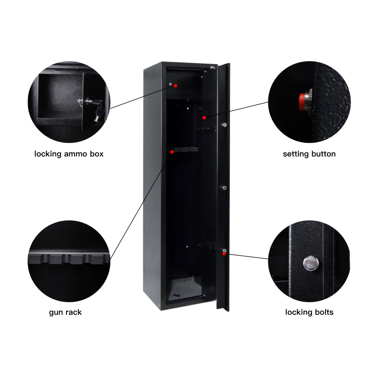 Manufacturer Wall mount fireproof fingerprint 5 metal 14 gauge steel Bio electronic digital gun safe