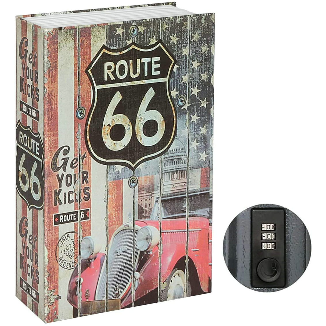 diversion metal security secret hidden storage money vintage Route 66 book safes boxes with combination lock