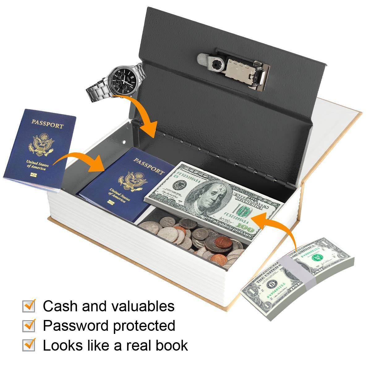 Diversion Book Safe Storage Box Dictionary Secret Safe Can with Security Combination Lock/Key Diversion Hidde Book