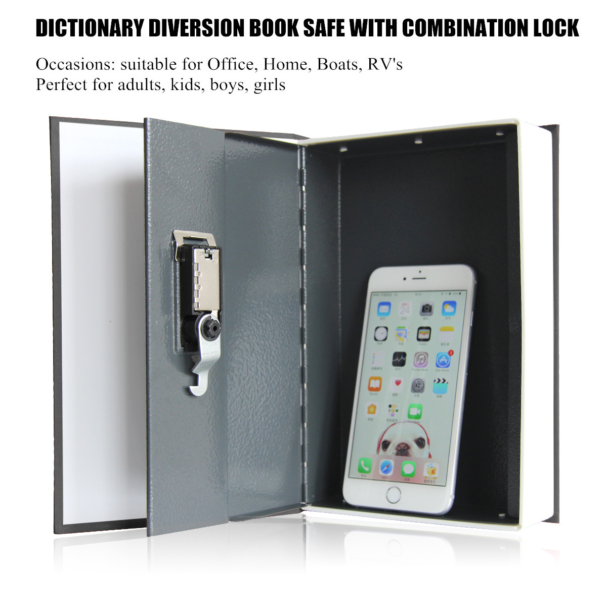 Diversion Book Safe Storage Box Dictionary Secret Safe Can with Security Combination Lock/Key Diversion Hidde Book