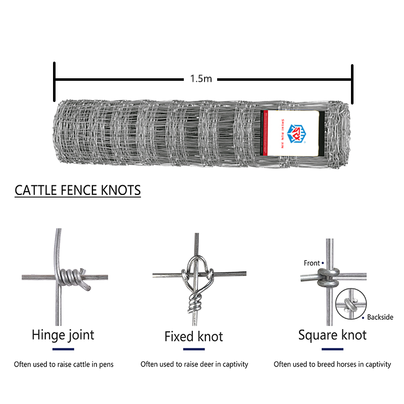 Galvanized Electric Hinge Metal Livestock Fencing Farm Design Fixed Knot Woven Iron Wire Net for Cattle Goat Sheep Gate