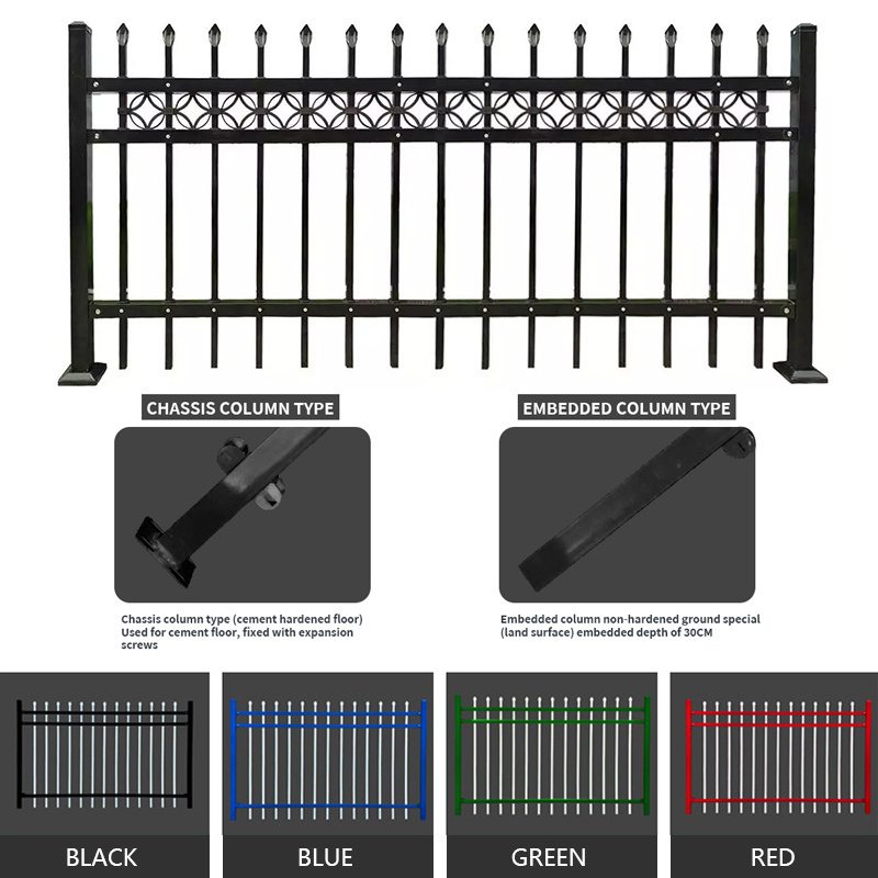 Modern Customize Wholesale Factory  Garden Coated Zinc Steel Guardrail Wrought Iron Fences