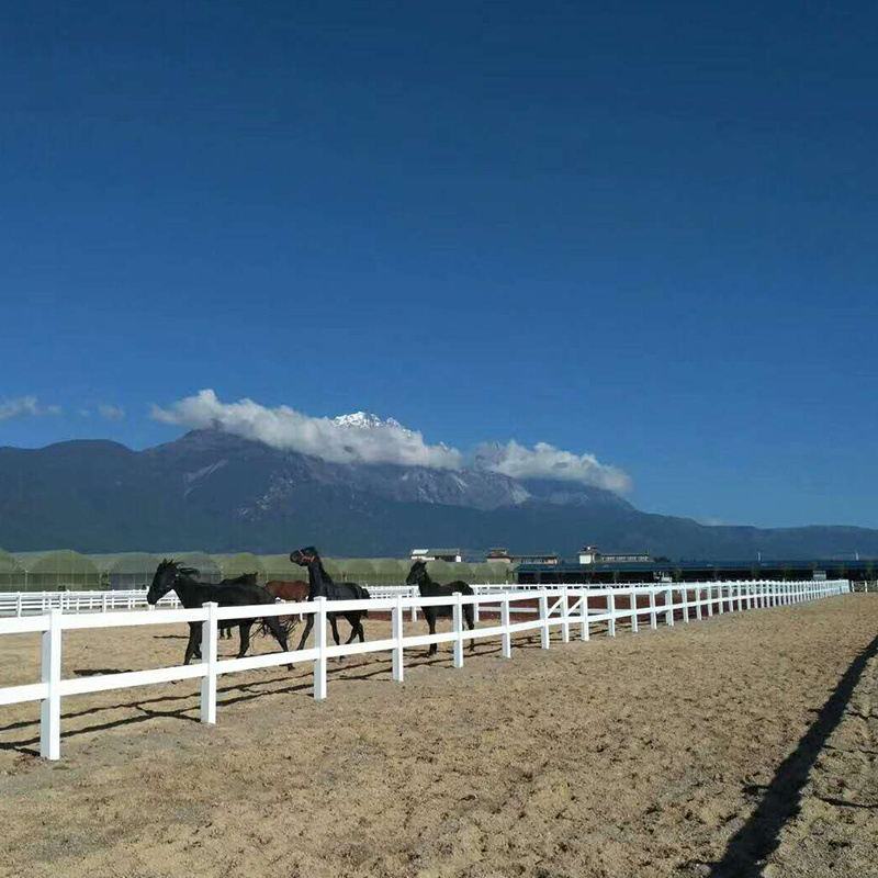 black 2 rail horse vinyl stables panel rail fence pvc post and rail fencing for horses farm ranch plastic