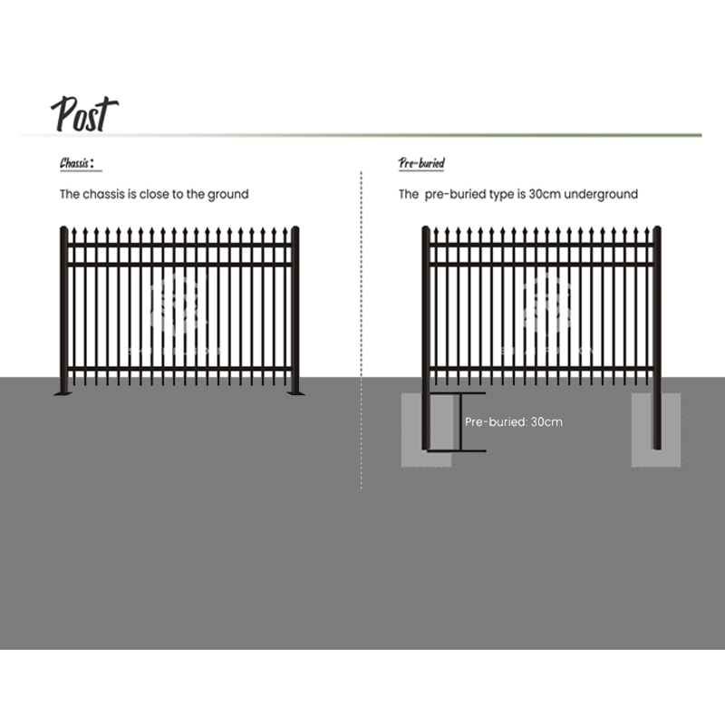 Modern Customize Wholesale Factory  Garden Coated Zinc Steel Guardrail Wrought Iron Fences