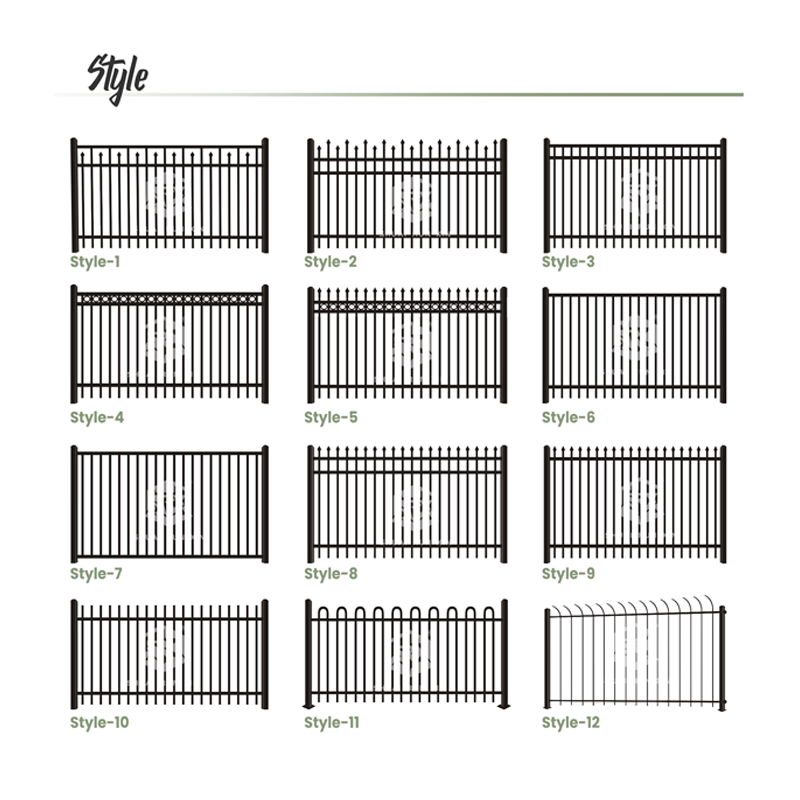 Modern Customize Wholesale Factory  Garden Coated Zinc Steel Guardrail Wrought Iron Fences