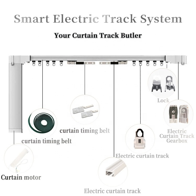 factory wholesale price 1.1 skin thickness remote control  design smart curtain motor  motorized electric curtain track