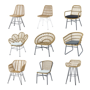 Modern Outdoor Garden Furniture Plastic Balcony Bistro Patio Chairs Pe Wicker Rattan Woven Garden Dining Chair